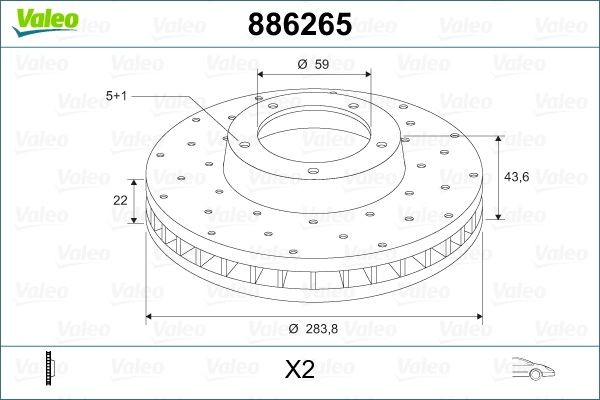VALEO Remschijf 886265 886265 Sportremschijven FIAT DUCATO VALEO