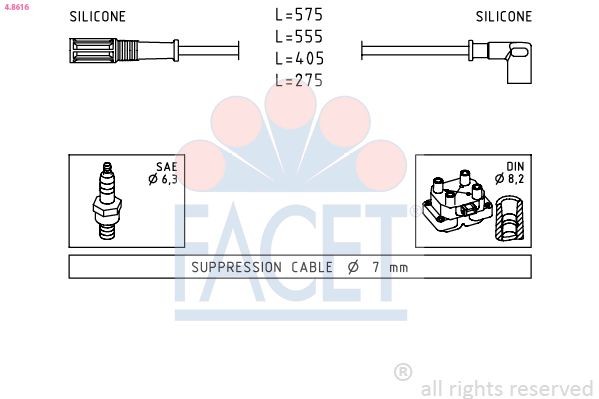 FACET Süütesüsteemikomplekt 4.8616 4.8616 Süütejuhtmed FIAT GRANDE PUNTO FACET