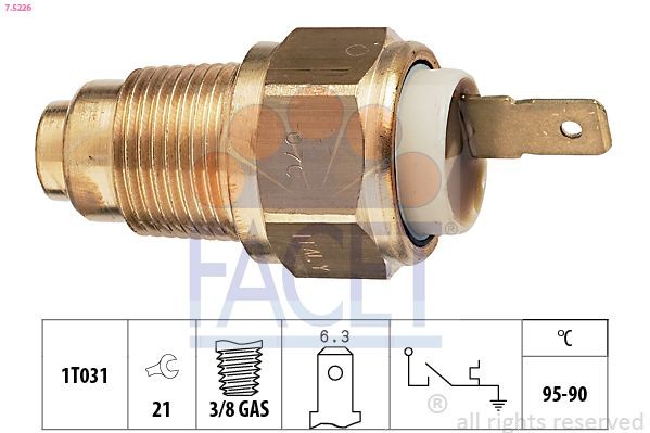 Interruptor de temperatura, ventilador do radiador FACET 7.5226 FACET 7.5226 Interruptor de temperatura ventilador do radiador Daihatsu CHARADE 2023