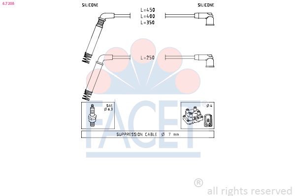 FACET Bougiekabels 4.7208 Hyundai i30 Bougiekabel FACET 4.7208