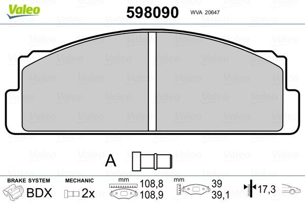 VALEO Brake pad set 598090 VALEO 598090 LANCIA Trevi (828) rear brake pad replacement