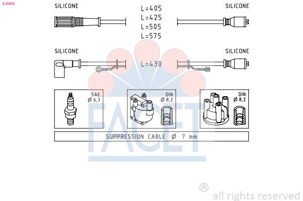 FACET Ignition Cable Kit 4.8415 4.8415 FACET ignition cable for DODGE