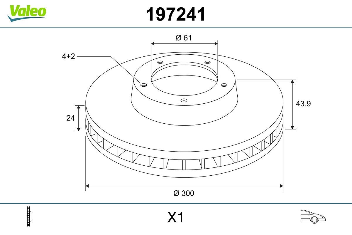 VALEO Disco freno 197241 197241 costo Dischi freno RENAULT MEGANE VALEO