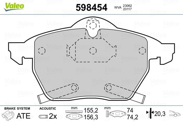 VALEO Plaquettes de frein 598454 598454 Plaquette de frein sport VALEO SAAB 95 Station Wagon