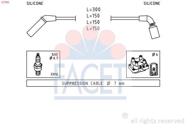 FACET Süütesüsteemikomplekt 4.7006 4.7006 FACET Süütejuhtmed Toyota odav