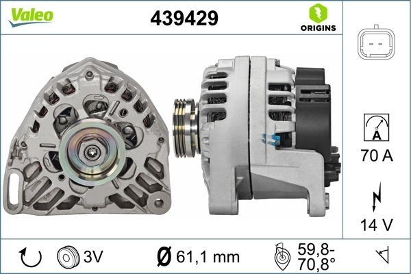 Dynamo / Alternator VALEO 439429 VALEO 439429: Dynamo Renault TWINGO 2005