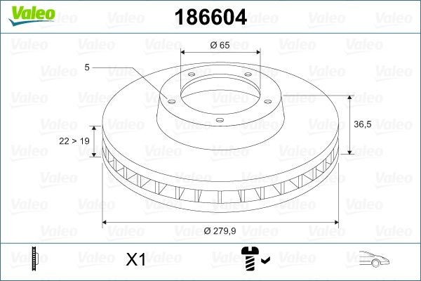 VALEO Disque de frein 186604 186604 Disque de frein sport SKODA OCTAVIA VALEO