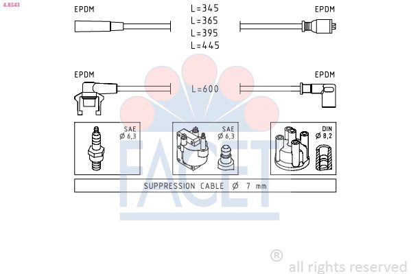FACET Süütesüsteemikomplekt 4.8543 4.8543 FACET Süütejuhtmed Toyota odav
