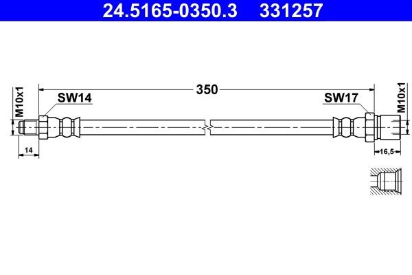 ATE Ελαστικός σωλήνας φρένων 24.5165-0350.3 ATE 24.5165-0350.3 Ελαστικός σωλήνας φρένων Porsche Cayenne 9YA τιμες