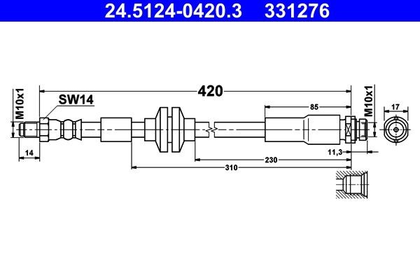 Remslang ATE 24.5124-0420.3 ATE 24.5124-0420.3 Remslangen FORD FOCUS 2007