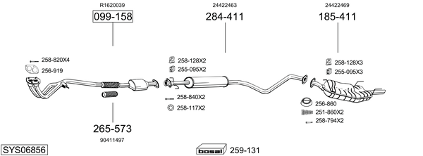 BOSAL Främre ljuddämpare 283-659 BOSAL 283-659 Främre ljuddämpare Daihatsu Terios J2 original