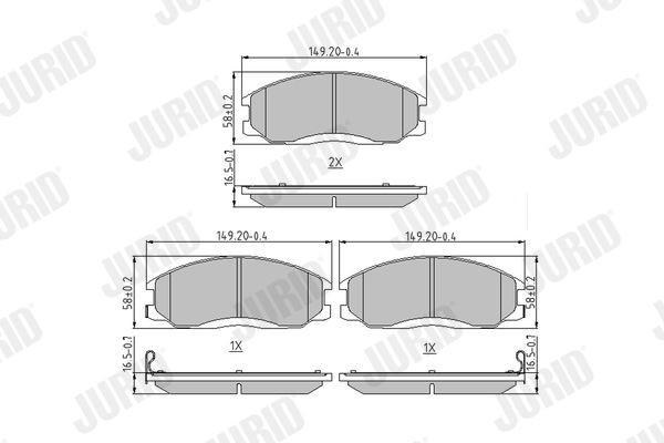 JURID Bremseklosser 572453J 572453J Bremsebelegg HYUNDAI i20 JURID