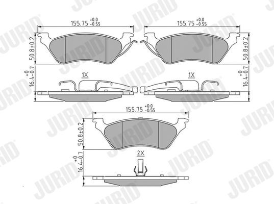 JURID Brzdové doštičky/platničky 572505J 572505J Brzdové obloženie DODGE GRAND CARAVAN JURID