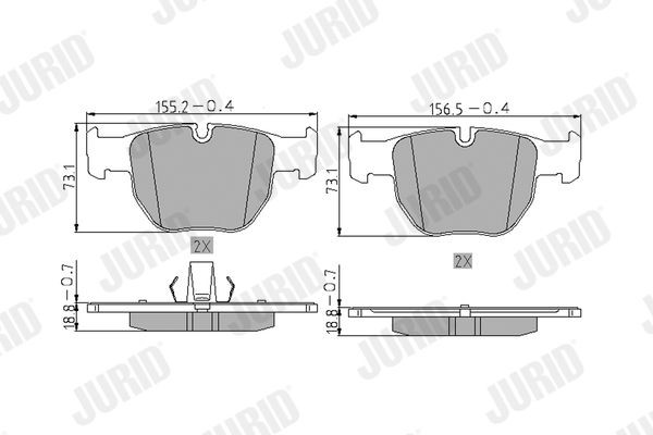 JURID Kit pastiglie freni 572507J 572507J Pastiglie freno sportive JURID Land Rover