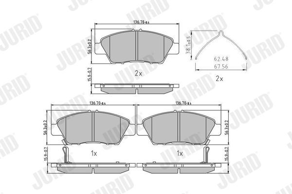 JURID Kit pastiglie freni 572637J 572637J costo Pastiglie dei freni JURID HONDA ACCORD