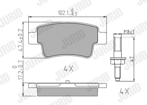 JURID Kit pastiglie freni 573166J 573166J Pasticche JURID Lada
