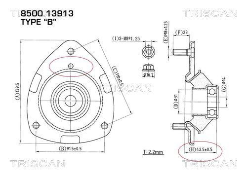 TRISCAN Vedruamordi tugilaager 8500 13913 8500 13913 Amordi tugilaager TRISCAN TOYOTA RAV 4