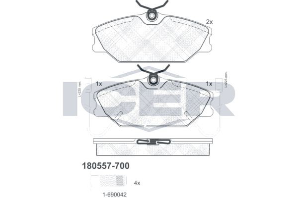 ICER Piduriklotsid 180557-700 180557-700 Piduriklotsid RENAULT 25 ICER