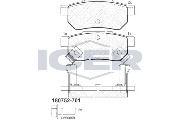 ICER Bromsbelägg 180752-701 180752-701 ICER bromsbeläggsats MG MGB