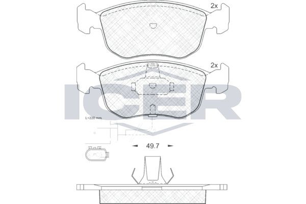 ICER Pastilhas de travão 180957 180957 Pastilhas de travão FORD KUGA ICER