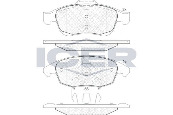 ICER Pastilhas de travão 181852 ICER Jogo de pastilhas para travão de disco PEUGEOT 181852