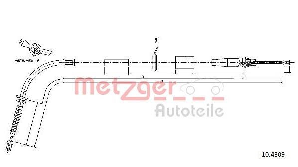 METZGER Tautrekk, håndbremse 10.4309 10.4309 Bremsewire MINI Coupé METZGER