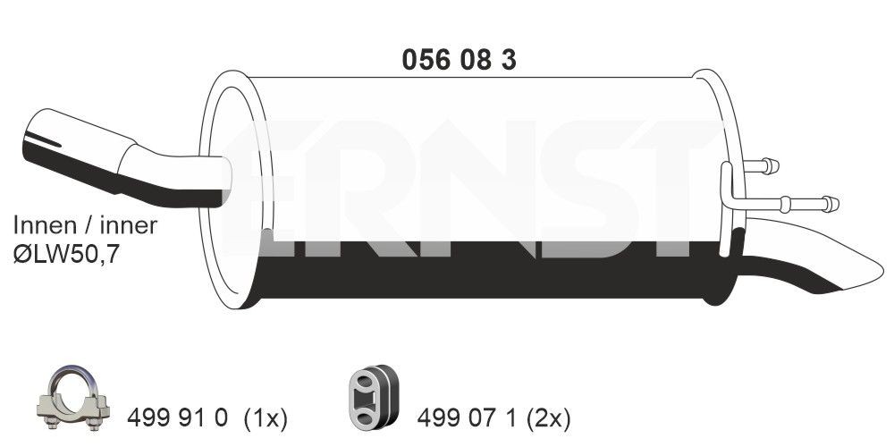 Marmitta ERNST 056083 ERNST 056083 costo Marmitta posteriore Opel ZAFIRA 2015