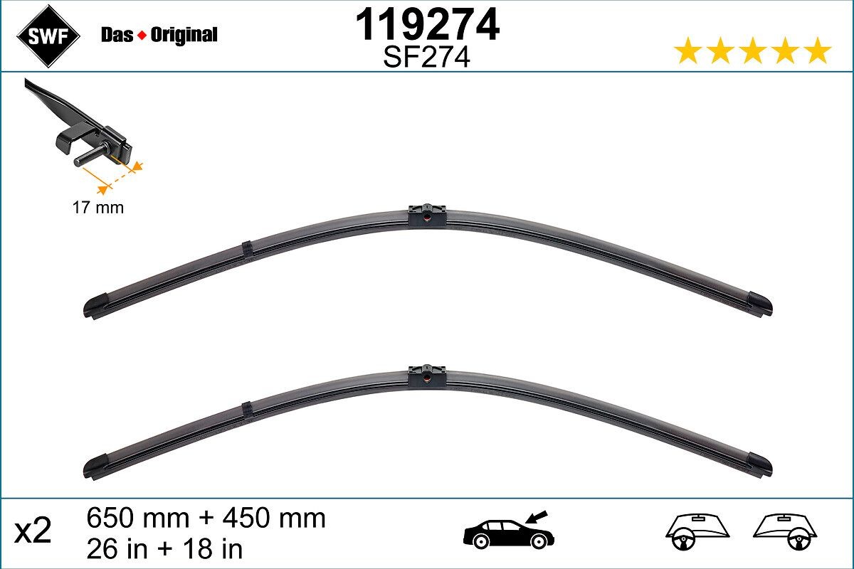 SWF Torkarblad 119274 SWF VisioFlex 119274 Torkarutrustning BMW 5 F10
