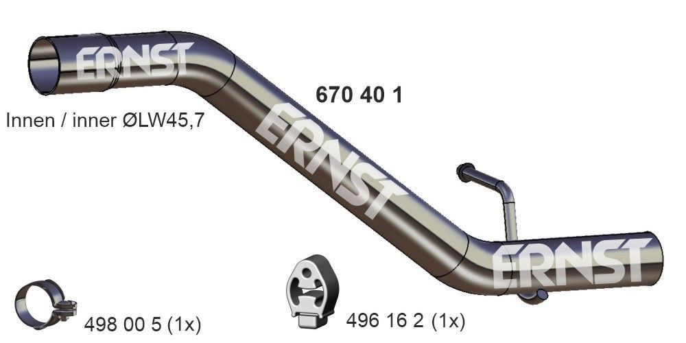 Tubo de escape ERNST 670401 ERNST 670401 Tubo de escape MAZDA 3 2003