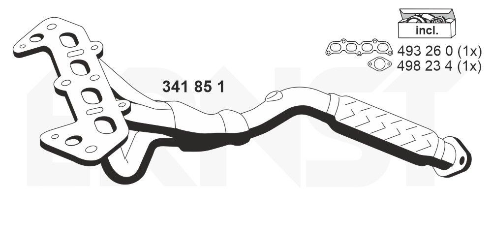 ERNST Kolektors, Izplūdes gāzu sistēma 341851 ERNST 341851 Kolektors, Izplūdes gāzu sistēma FORD Fiesta Mk6 Hatchback (JA8, JR8) 1.25 60 ZS 2011