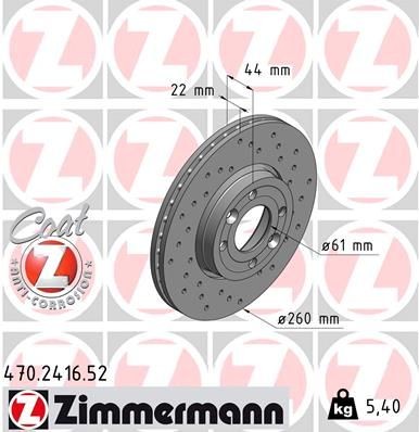 ZIMMERMANN Disco freno 470.2416.52 ZIMMERMANN SPORT COAT Z 470.2416.52 Disco freno