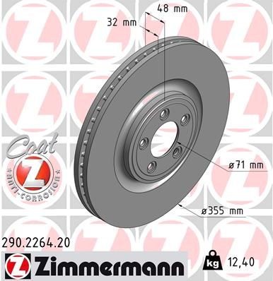 ZIMMERMANN Disco de travão 290.2264.20 Discos de travão ZIMMERMANN Jaguar XK COAT Z 290.2264.20