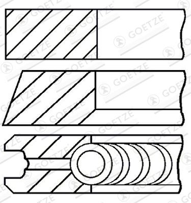 Jogo de segmentos do êmbolo GOETZE ENGINE 08-432300-00 GOETZE ENGINE 08-432300-00 Anéis de compressão VW TRANSPORTER 2019