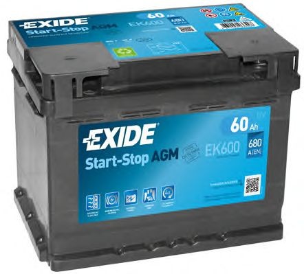 EXIDE Starterbatteri EK600 EK600 Bilbatteri EXIDE HYUNDAI IONIQ