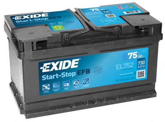 EXIDE Batería EL752 Sistema electricidad Dodge Charger LX: Batería EXIDE EFB EL752
