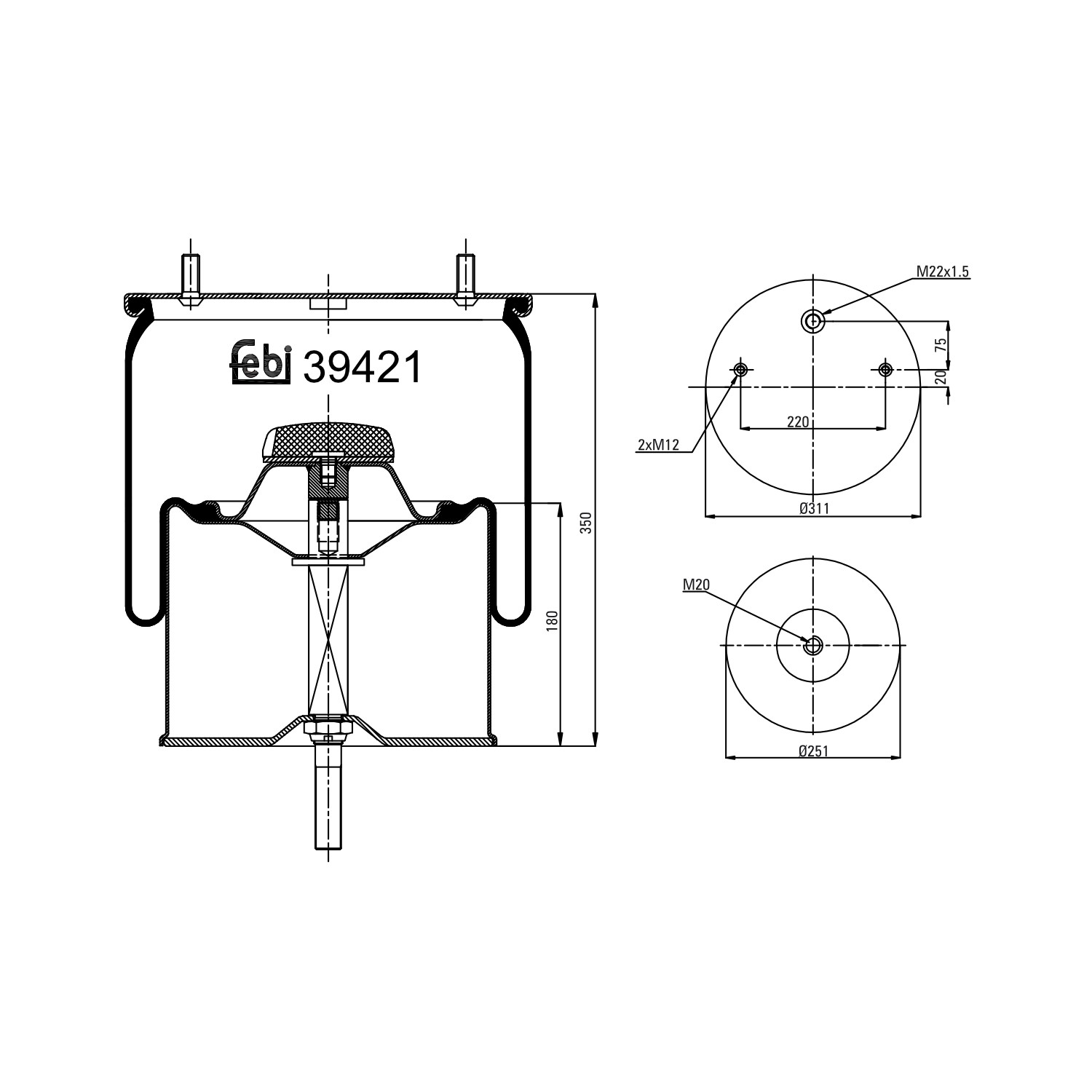 FEBI BILSTEIN Soffietto, Sospensione pneumatica 39421 FEBI BILSTEIN 39421 Sospensioni ad aria Peugeot 4007 SUV 4x4 originale prezzo