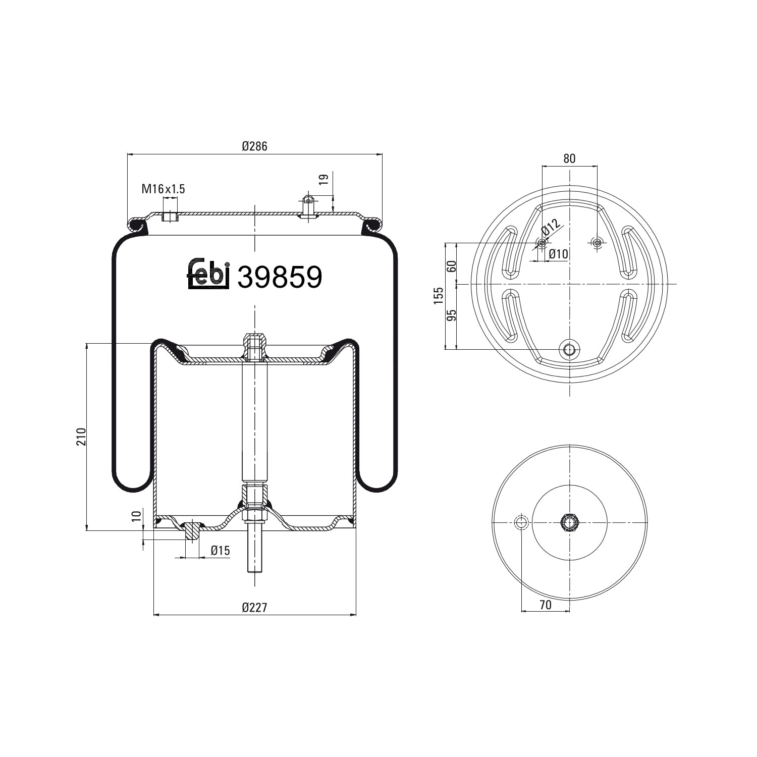 FEBI BILSTEIN Luftbälg 39859 39859 FEBI BILSTEIN luftfjädring TOYOTA LAND CRUISER