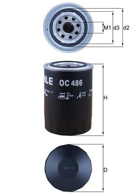 KNECHT Oliefilter OC 486 Fiat COUPE Oliefilter van de motor KNECHT OC 486
