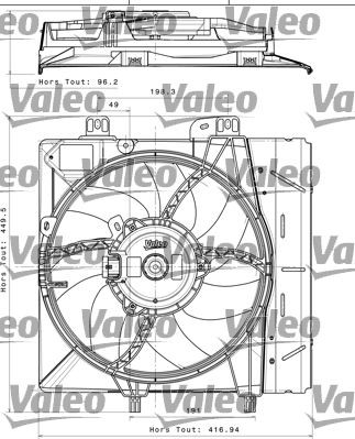 VALEO Ventilátor chladenia motora 696393 696393 Ventilátor chladiča VALEO PEUGEOT 4007