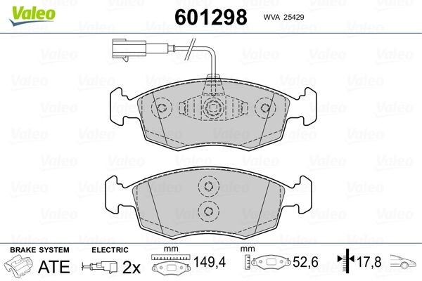 VALEO Bremseklodser 601298 VALEO 601298 Bremseklodser FIAT Punto III Hatchback (199) 1.8 Flex 132 HK 2015