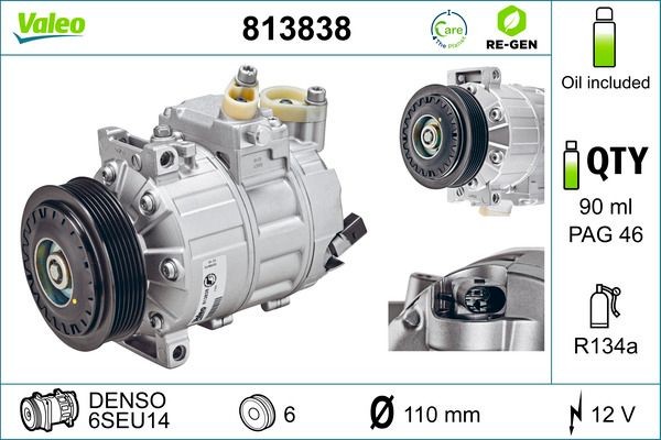 VALEO Compresseur de climatisation 813838 Volkswagen CRAFTER Pompe de climatisation VALEO 813838