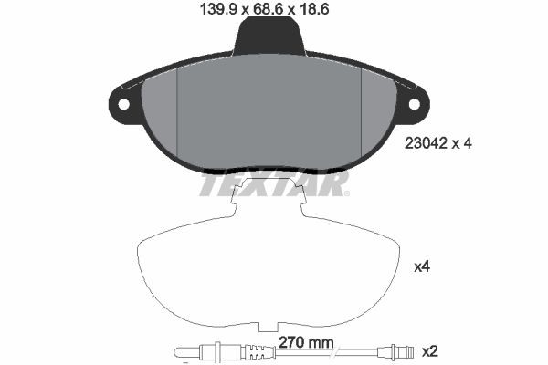 TEXTAR Kit pastiglie freni 2304201 TEXTAR 2304201 costo Pastiglie dei freni PEUGEOT Expert I Van originale