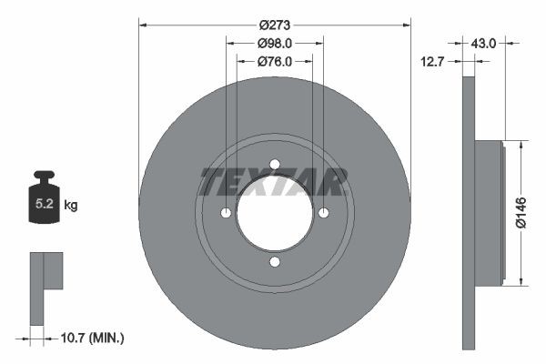 TEXTAR Brake disc 92011400 TEXTAR 92011400 PEUGEOT 504 Pickup disc brakes price