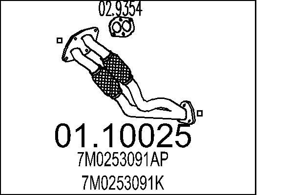 MTS Avgasrör 01.10025 01.10025 MTS avgasrör Seat INCA