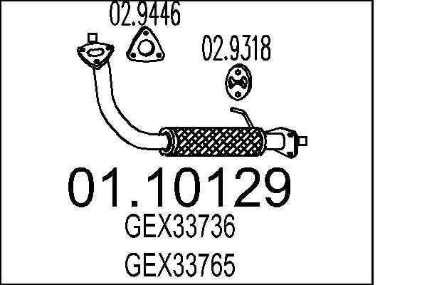 MTS Exhaust Pipe 01.10129 MTS 01.10129 MG ZT-T exhaust pipe replacement