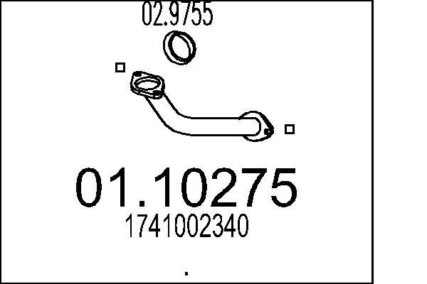 MTS Udstødningsrør 01.10275 01.10275 Udstødningsrør MTS TOYOTA YARIS