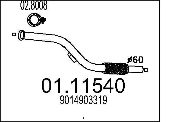 MTS Σωλήνας εξάτμισης 01.11540 01.11540 Σωλήνας εξάτμισης MERCEDES-BENZ SPRINTER MTS