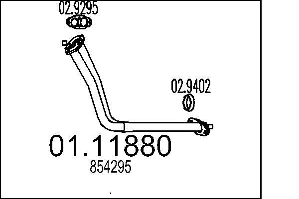 MTS Eksosrør 01.11880 MTS 01.11880 Eksosrør Kadett D Hatchback pris