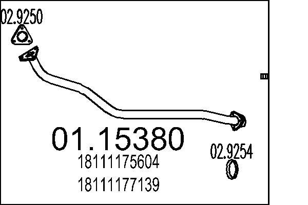 MTS Tubo gas scarico 01.15380 01.15380 costo Tubo gas scarico BMW Serie 5 MTS