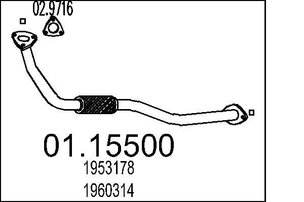 MTS Tubo gas scarico 01.15500 MTS 01.15500 Tubo gas scarico